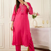 Dhiyona IE Floral Printed Thread Work Pure Cotton Kurta With Palazzos