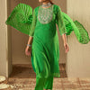 Dhiyona IE Leheriya Printed Straight Sequinned Georgette Kurta with Trousers & Dupatta