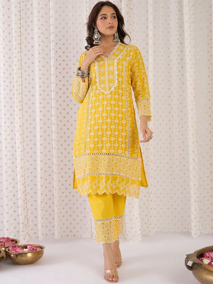 Women Ethnic Motifs Embroidered Cotton Kurta with Trousers & Dupatta