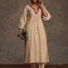 Indyancart IE Women Ethnic Motifs Embroidered Regular Thread Work Liva Kurta with Trousers