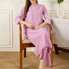Dhiyona IE Embroidered Round Neck Three-Quarter Sleeves Pure Cotton Tunic And Trousers