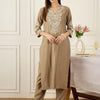 Dhiyona IE Floral Printed Thread Work Pure Cotton Kurta With Palazzos