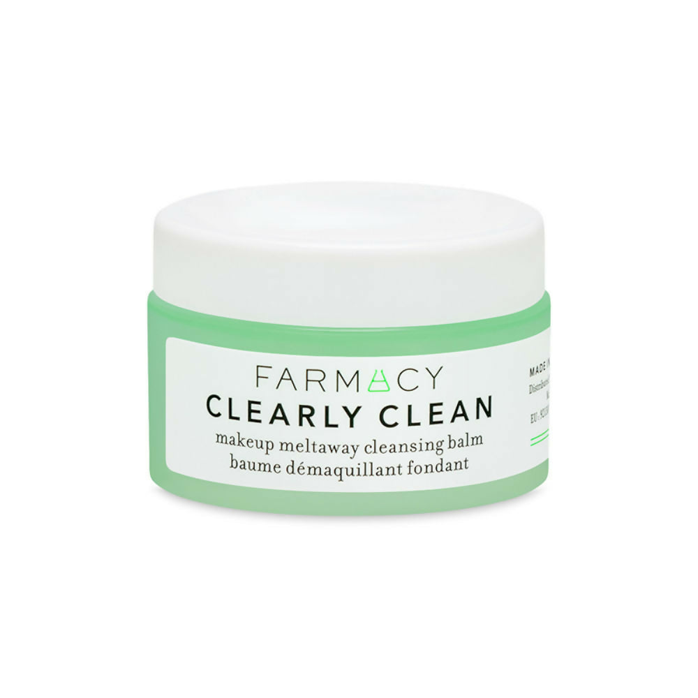 Farmacy Clearly Clean Makeup Meltaway Cleansing Balm in a jar, smooth texture for gentle face cleansing and makeup removal.
