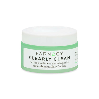 Farmacy Clearly Clean Makeup Meltaway Cleansing Balm in a jar, smooth texture for gentle face cleansing and makeup removal.