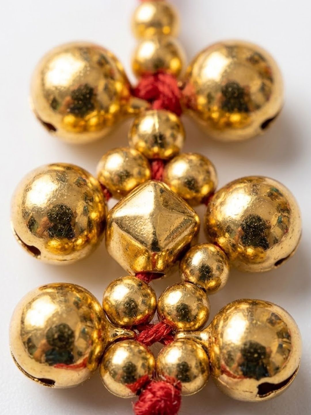 Anouk Set Of 3 Gold Toned Ghungroo & Red Thread Rakhi With Roli Chawal Chandan Mishri