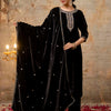 Dhiyona VV Women's Velvet Kurta Pant Dupatta Set
