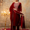 Dhiyona VV Women's Velvet Kurta Pant Dupatta Set