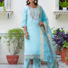Dhiyona VV Women's Embroidered Silk Blend Calf Length Straight Kurta Trouser with Dupatta Set