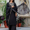Dhiyona VV Women's Embroidered Silk Blend Calf Length Straight Kurta with Palazzo & Dupatta Set