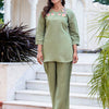 Dhiyona VV Women's Solid Hand Work Embroidered Silk Blend Co-Ords Sets