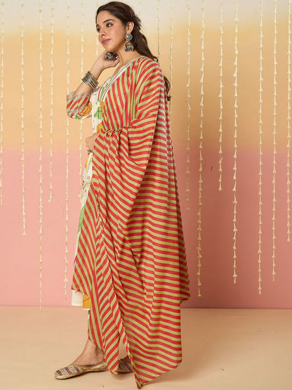 Women Floral Printed Panelled Pure Cotton Kurta with Trousers & With Dupatta