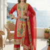 Indyancart IE Women Floral Printed Regular Gotta Patti Kurta with Palazzos & With Dupatta