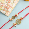 Dhiyona Men Set Of 2 Gold Toned Pearls Swastik Desgin Thread Rakhi With Roli Chawal