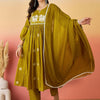 Dhiyona SN Women's Ethnic Motifs Embroidered Sequinned Pure Cotton Kurta And Trouser With Dupatta