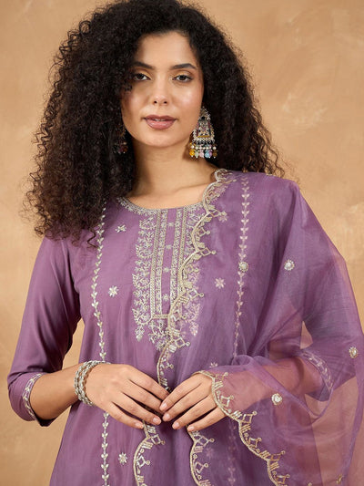 Indyancart VA Women's Ethnic Motifs Embroidered Kurta with Pyjama & Dupatta