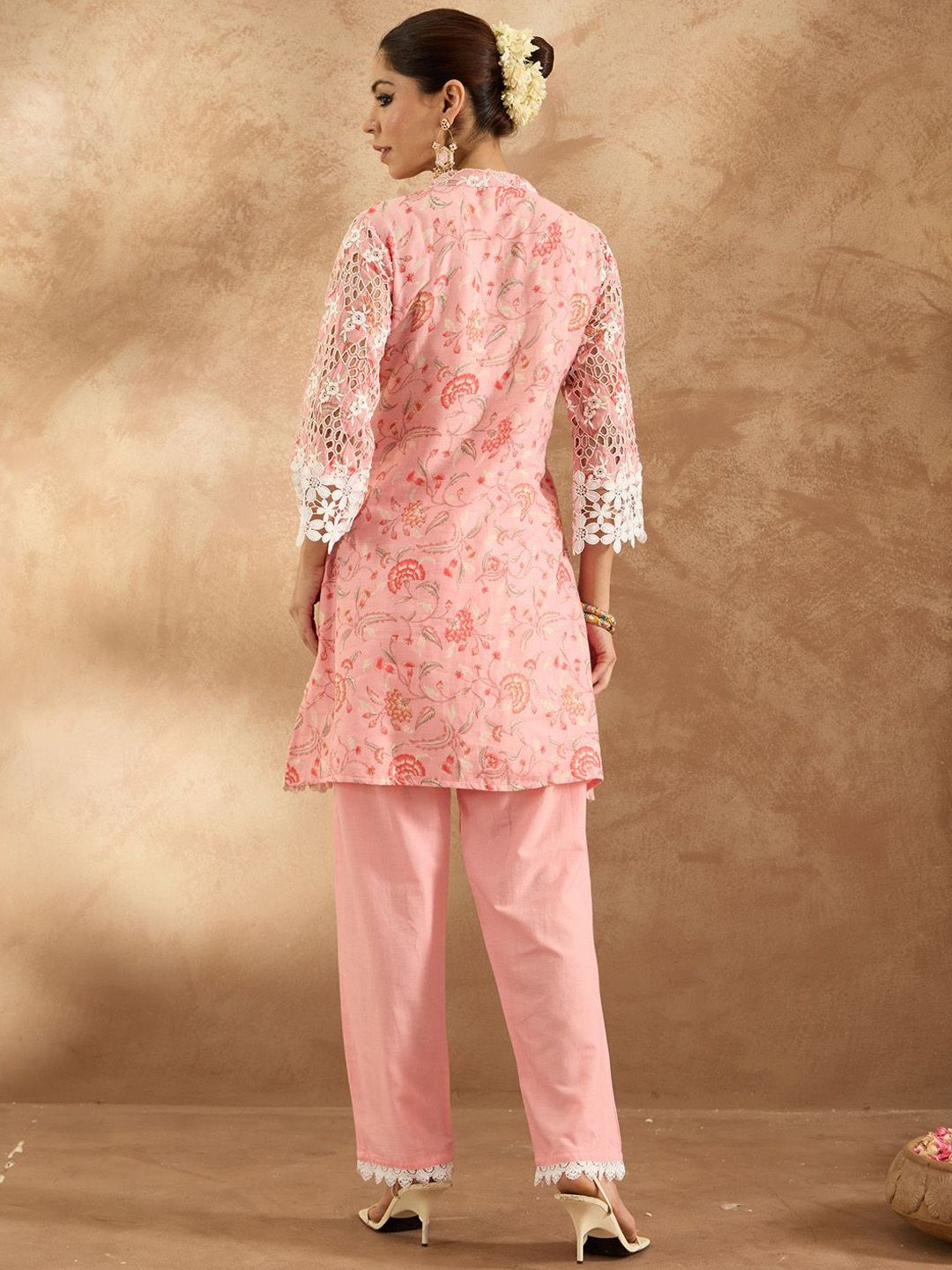 Indyancart IE Embroidered Pure Cotton Tunic & Trouser Co-Ords