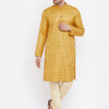 Men's Beige Silk Blend Straight Kurta Pyjama Set