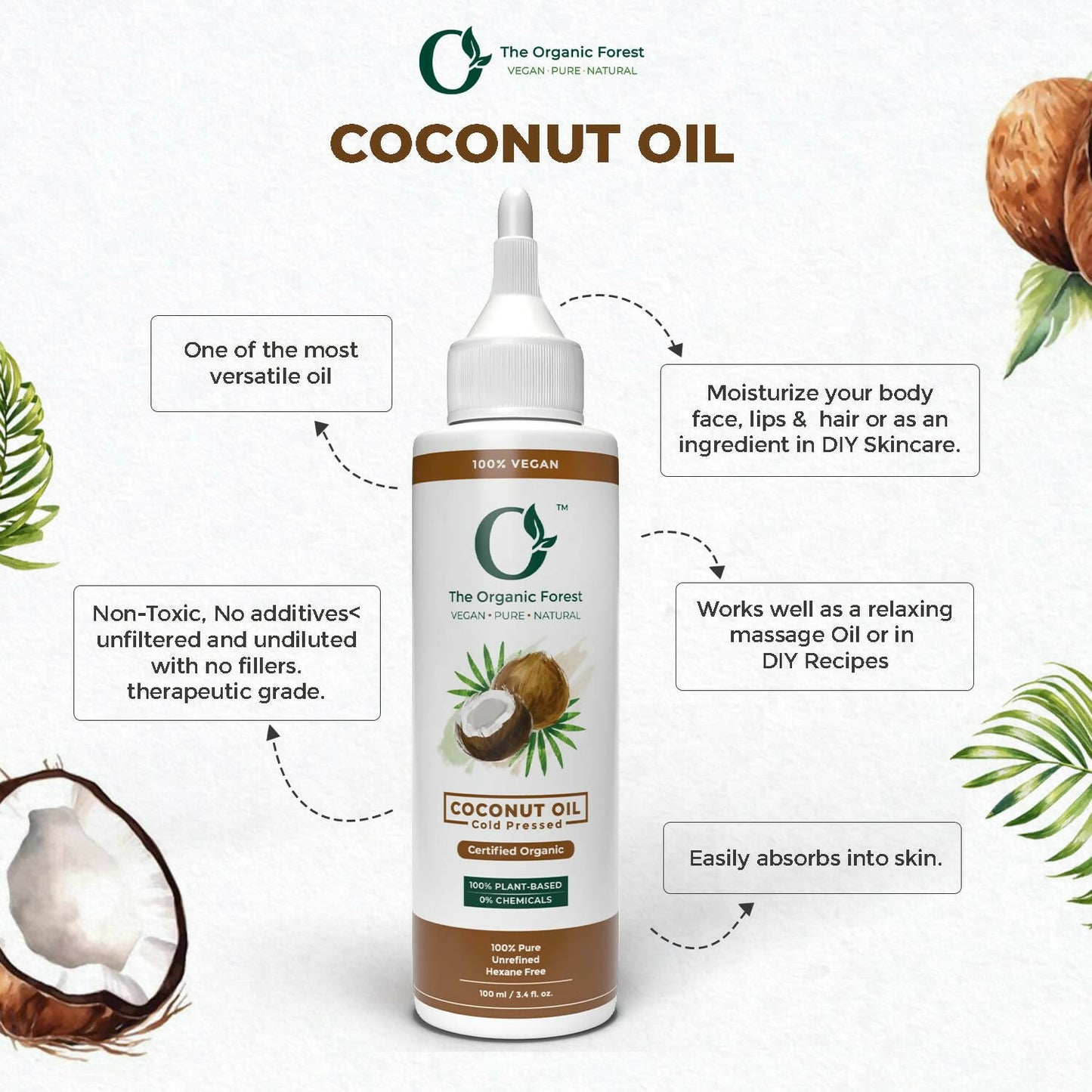 The Organic Forest Cold Pressed Coconut Oil - Indyancart