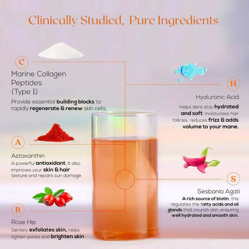 Wellbeing Nutrition Beauty Korean Marine Collagen Peptides - Strawberry & Watermelon - Indyancart