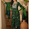 Dhiyona SN Women's Bandhani Printed Round Neck Sequinned A-Line Kurta And Trousers With Dupatta