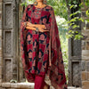 Indyancart IE Women Ethnic Motifs Printed Regular Sequinned Pure Cotton Kurta with Trousers & With Dupatta