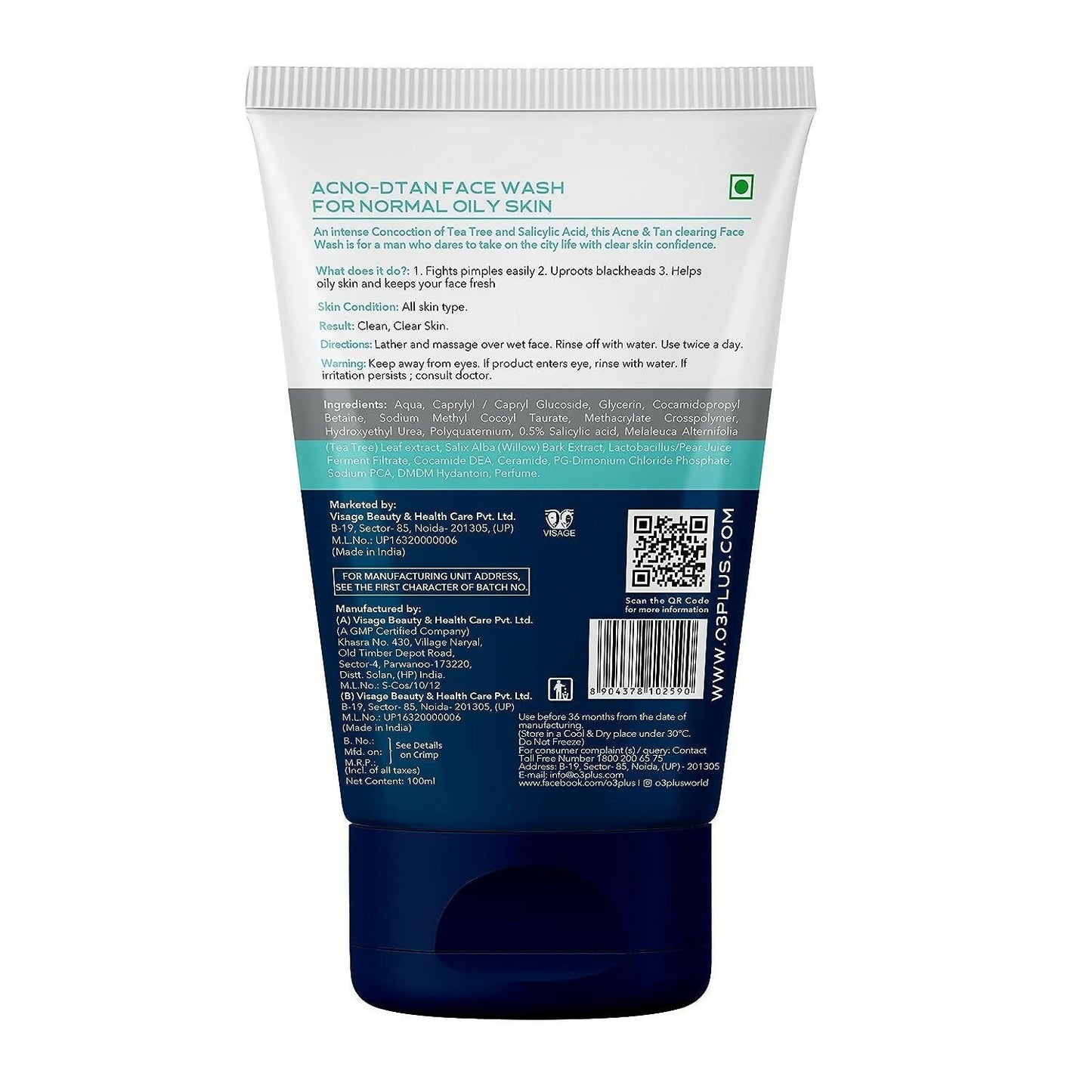 Professional O3+ Alpha Men Acno D-TAN Face Wash with Tea Tree - Indyancart