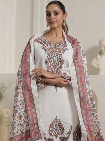 Indyancart IE Women Ethnic Motifs Embroidered Regular Kurta with Palazzos & Dupatta