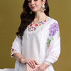 Indyancart IE Women Floral Embroidered Regular Thread Work Liva Kurta with Trousers & With Dupatta