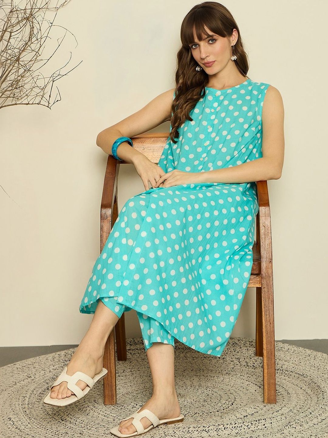 Women Printed Regular Pure Cotton Kurta with Trousers