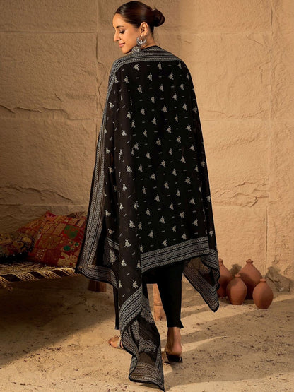 Women Ethnic Motifs Printed Regular Thread Work Pure Cotton Kurta with Trousers & With Dupatta