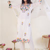 Dhiyona IE Floral Embroidered Thread Work Pure Cotton Kurta With Trousers & Dupatta
