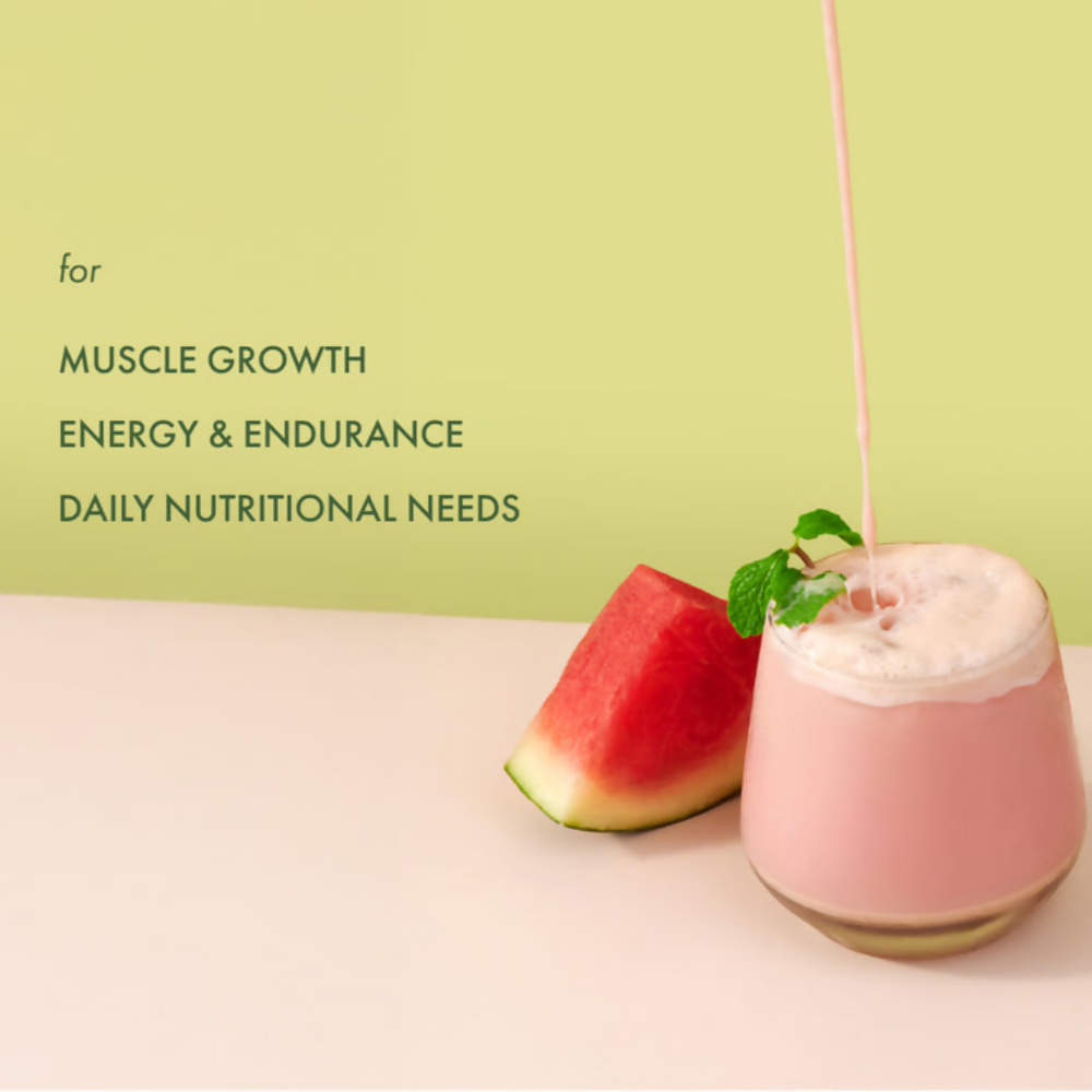 Cosmix No Nonsense Plant Protein Watermelon Bubblegum health drink in a clear bottle with pink and green label.