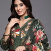 Indyancart IE Women Floral Embroidered Thread Work Kurta with Trousers & Dupatta
