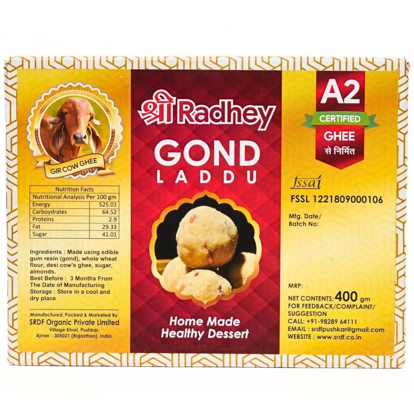 Shreeradhey Gir Cow ghee Home Made Gond Laddu