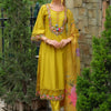 Dhiyona IE Women Floral Embroidered Regular Thread Work Liva Kurta with Trousers & Dupatta