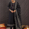 Indyancart IE Floral Printed Thread Work Pure Cotton Kurta With Palazzos & Dupatta