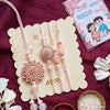 Dhiyona Set Of 4 Beaded Family Pack Thread Rakhi With Roli Chawal Chandan Mishri