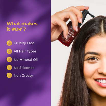 Dove Wow Skin Science rosemary hair growth serum bottle, showcasing the product for denser, healthier hair with rosemary extract.