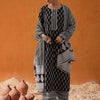 Dhiyona IE Geometric Printed Mirror Work Pure Cotton Kurta With Palazzos & Dupatta