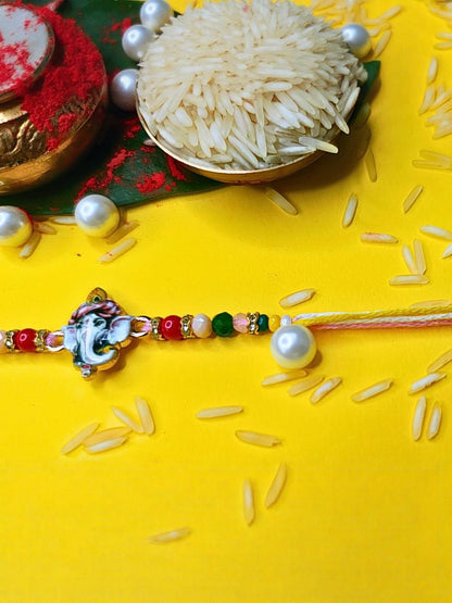 Anouk Set Of 6 Beaded Cotton Thread with AD Stones & Meenakari Designer Rakhi for Brother