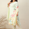 Indyancart Women's Floral Printed Regular Kurta with Trousers & With Dupatta