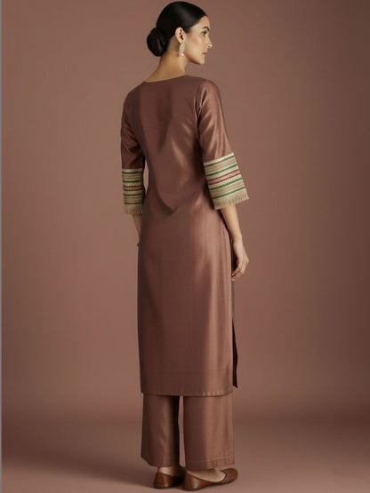 Indyancart VA Women Regular Thread Work Kurta with Palazzos & With Dupatta