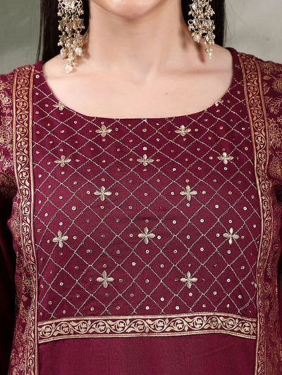 Indyancart SN Women's Embroidered Straight Kurta With Palazzos & Dupatta