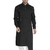 Men's Black Cotton Cotton Satin Asymmetric Kurta Pyjama Set