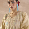 Dhiyona IE Floral Embroidered V-Neck Thread Work Pure Cotton Kurta With Trousers & Dupatta