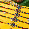 Dhiyona Set Of 6 Beaded Cotton Thread with AD Stones & Meenakari Designer Rakhi for Brother