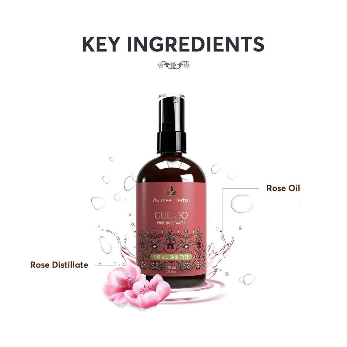 Avimee Herbal Gulabo Pure Rose Water Cleansing & Toning - Indyancart