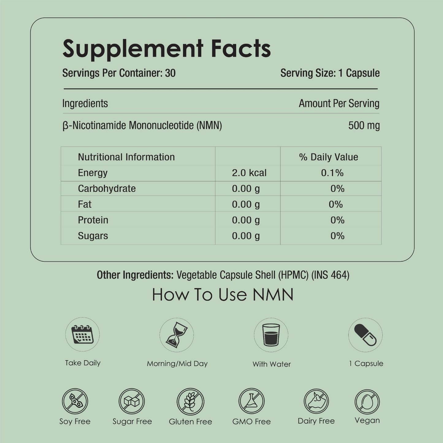 GATACA Pure ?-NMN 500 mg Capsules with Nicotinamide Mononucleotide for More Energy, More Endurance, More Life