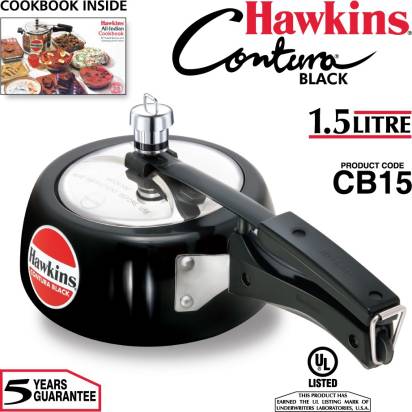 Hawkins Contura Black 1.5 L Pressure Cooker (CB15)