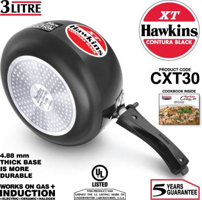 Hawkins Contura Hard Anodized Black XT 3 L Pressure Cooker (CXT30)